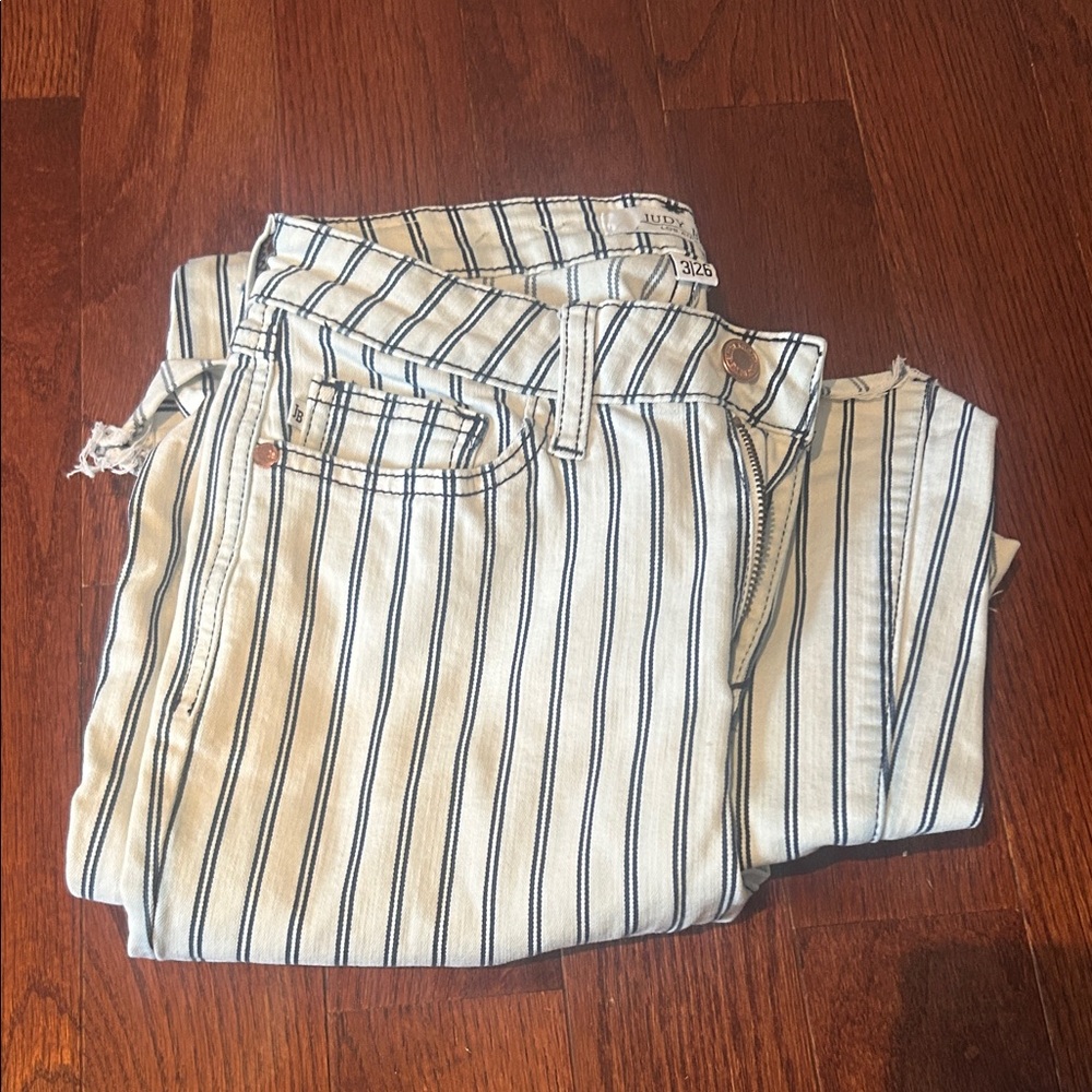 Judy blue Striped White and Blue Jeans
